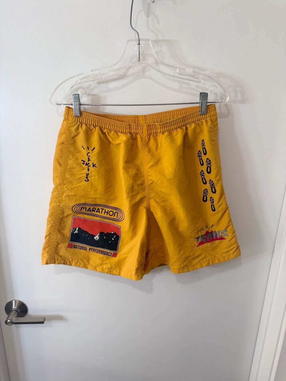 Cactus Jack by Travis Scott 'Trails' Marathon Performance Shorts Gold Sz M